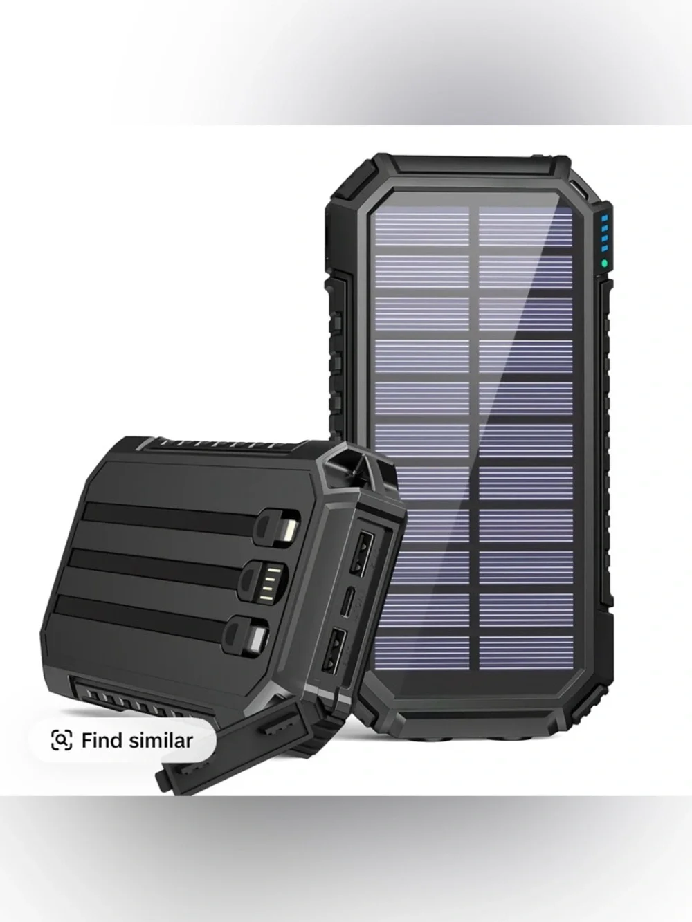 Portable Solar Power Bank Charger - Black